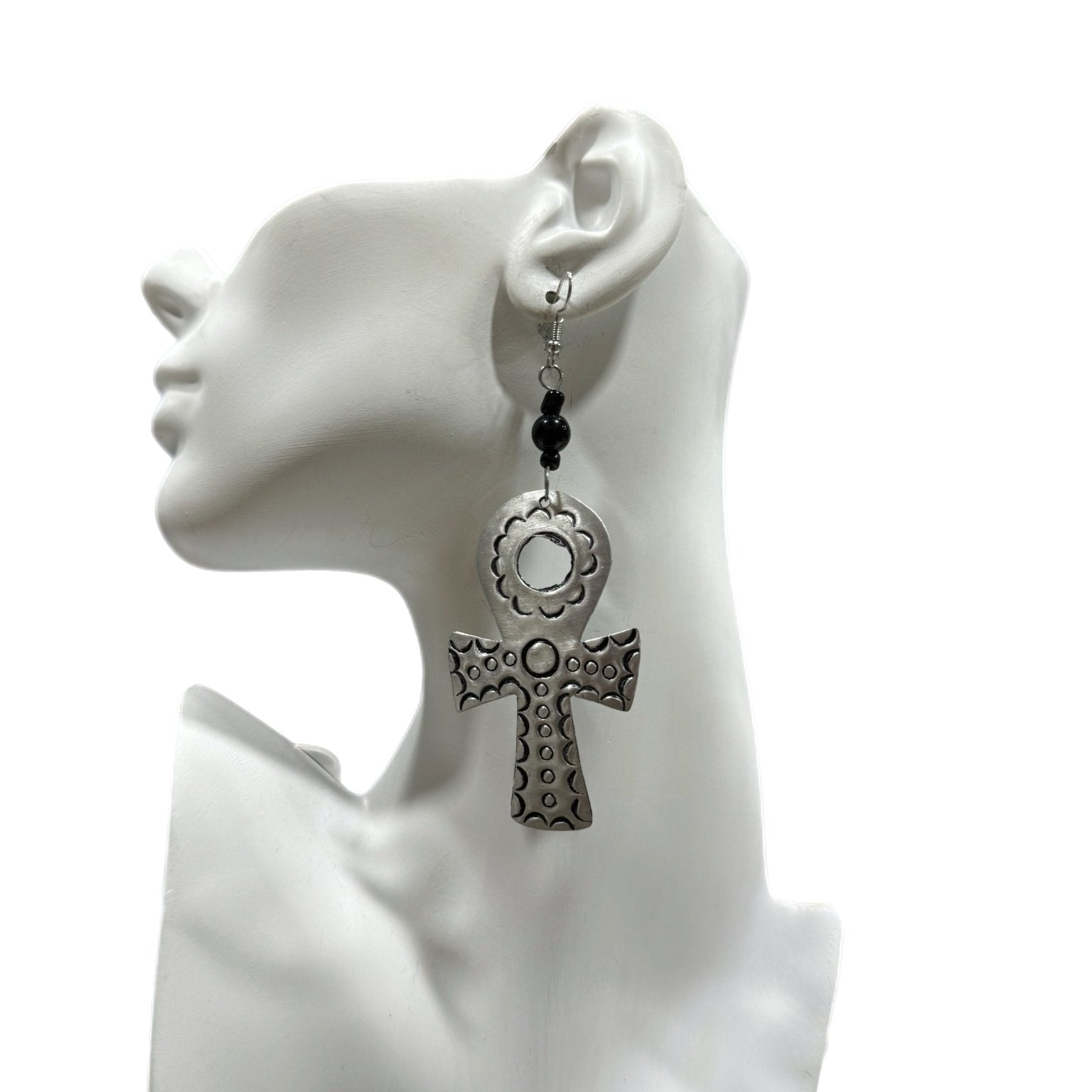 Silver Ankh Brass Dangling Earrings - Trufacebygrace