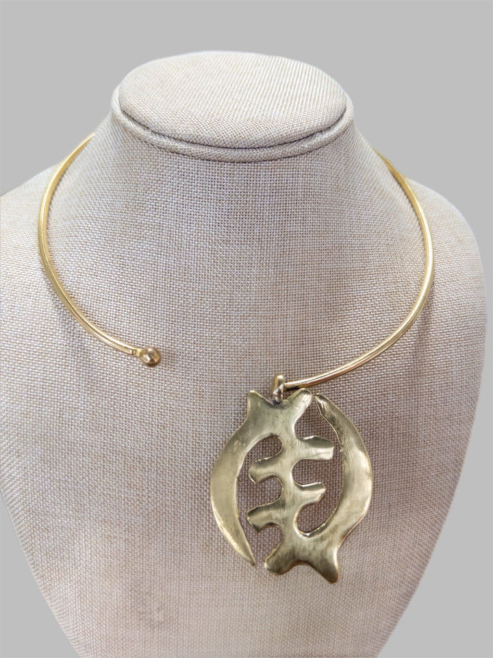 Simple Adinkra Brass Choker - Trufacebygrace