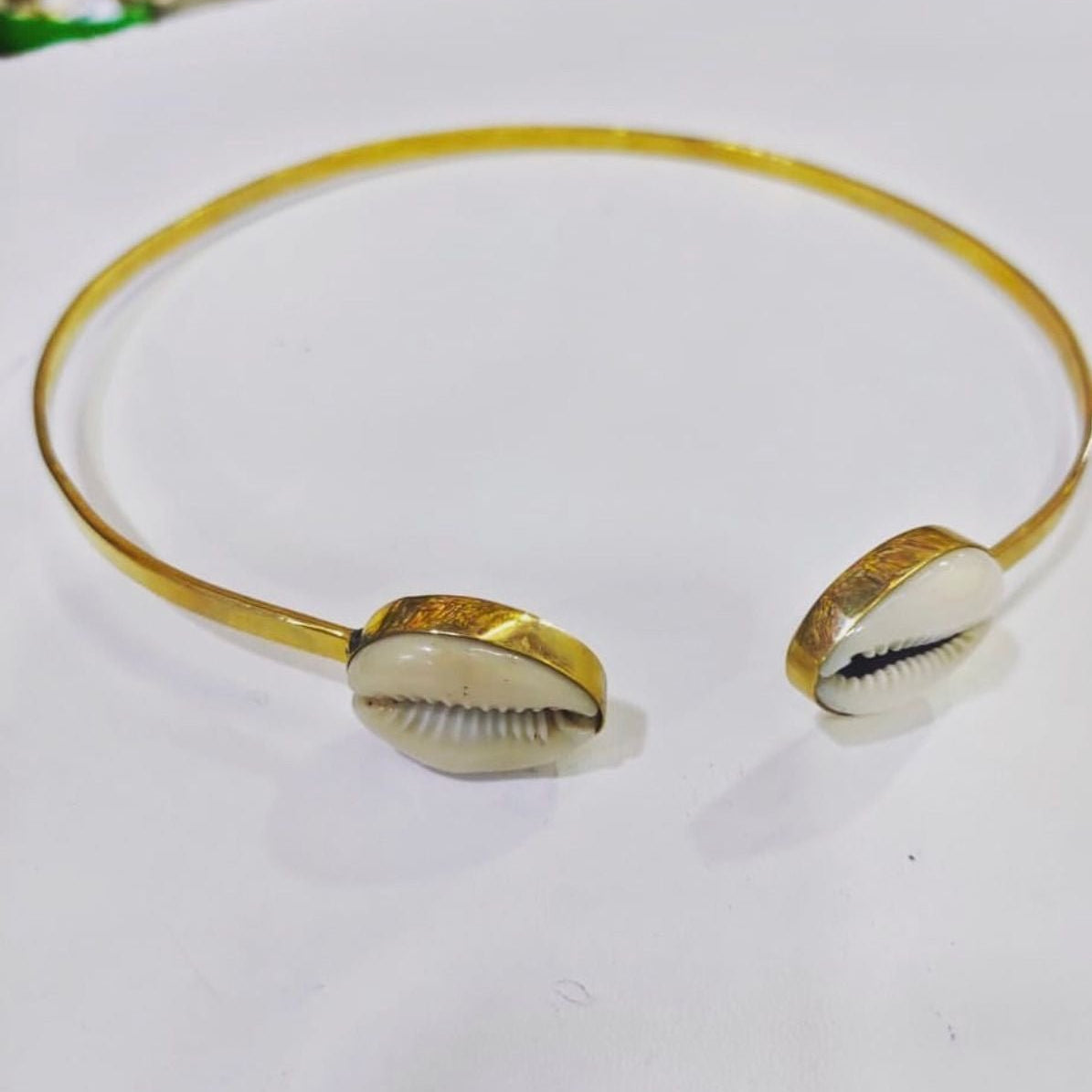 Simple Cowry and Brass Choker Necklace - Trufacebygrace