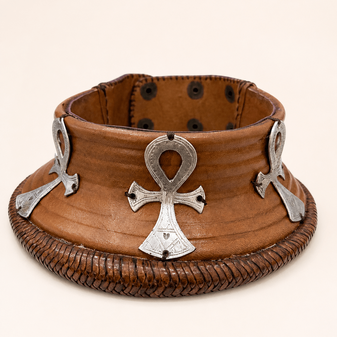 Sovereign Ankh Handcrafted Leather Choker Necklace - Trufacebygrace