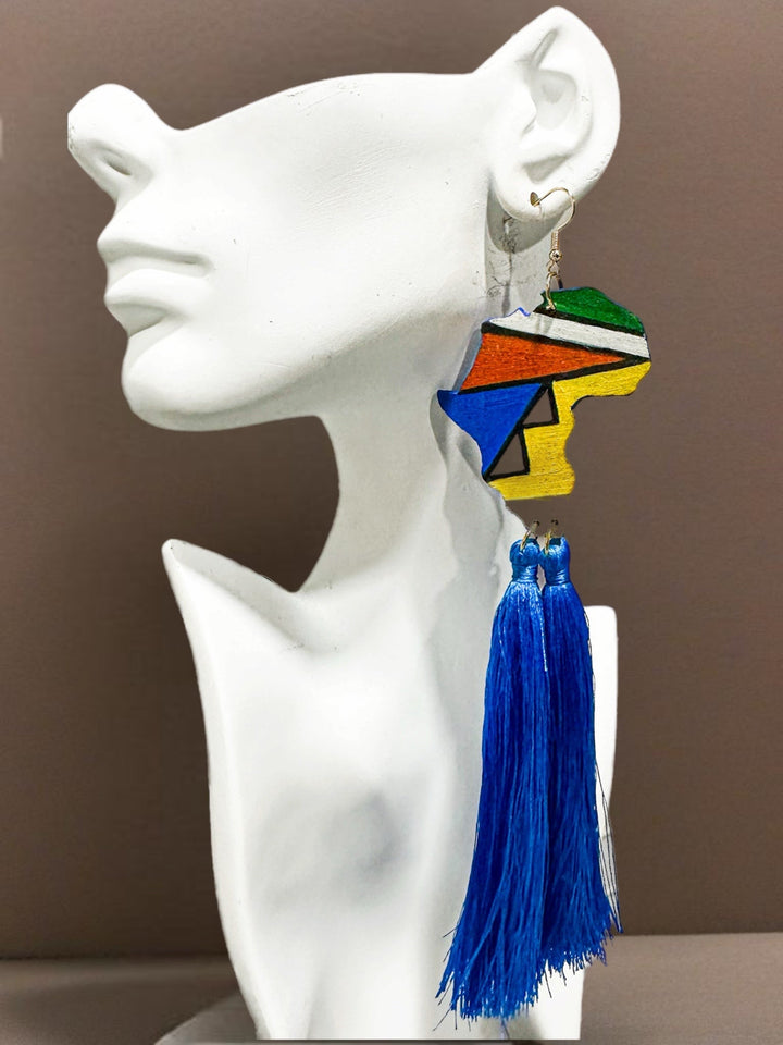 Soweto Vibe African Map Fringe Earrings - Trufacebygrace