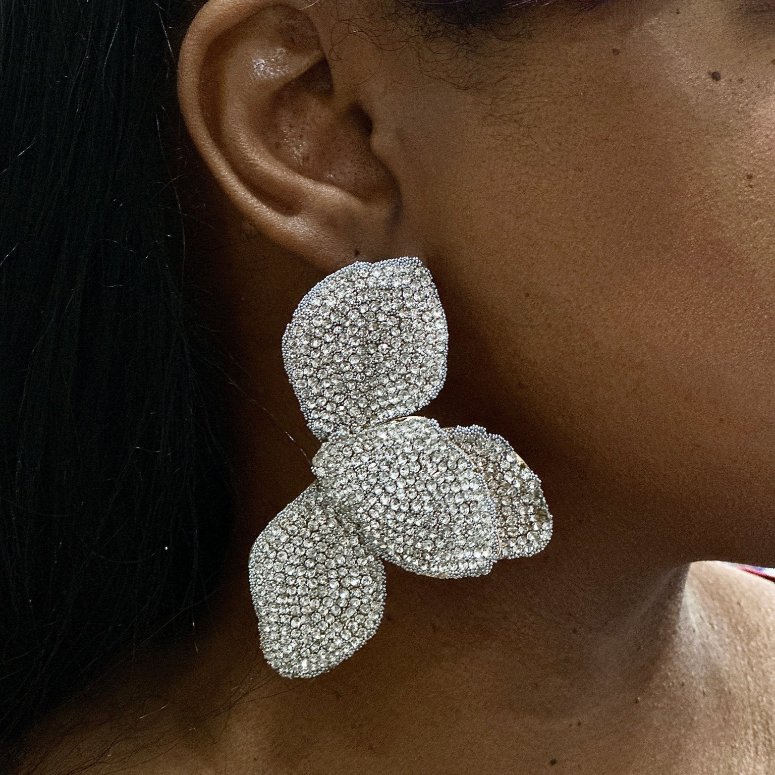 Sparkling Pave Butterfly - Wing Statement Earrings (silver ) - Trufacebygrace