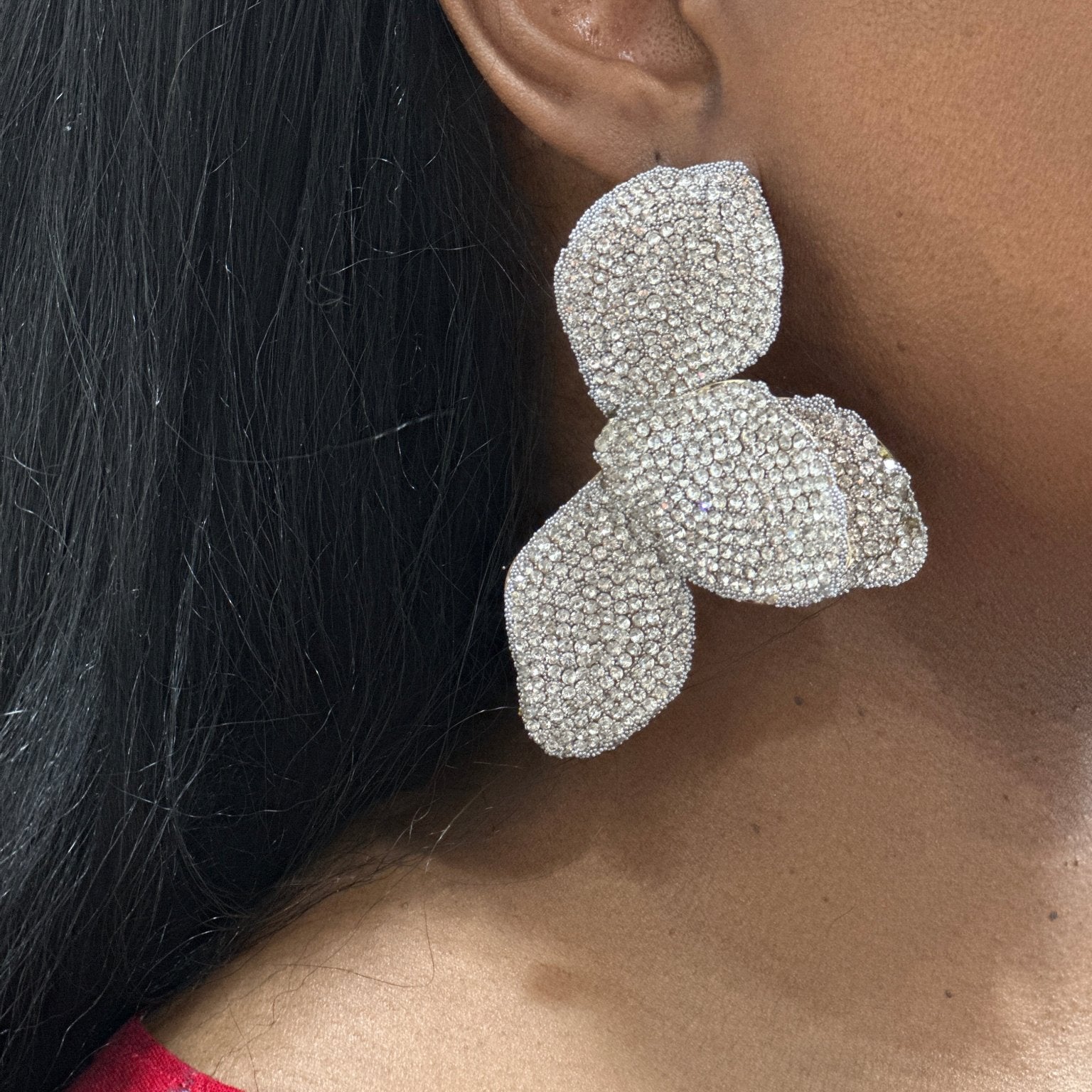 Sparkling Pave Butterfly - Wing Statement Earrings (silver ) - Trufacebygrace