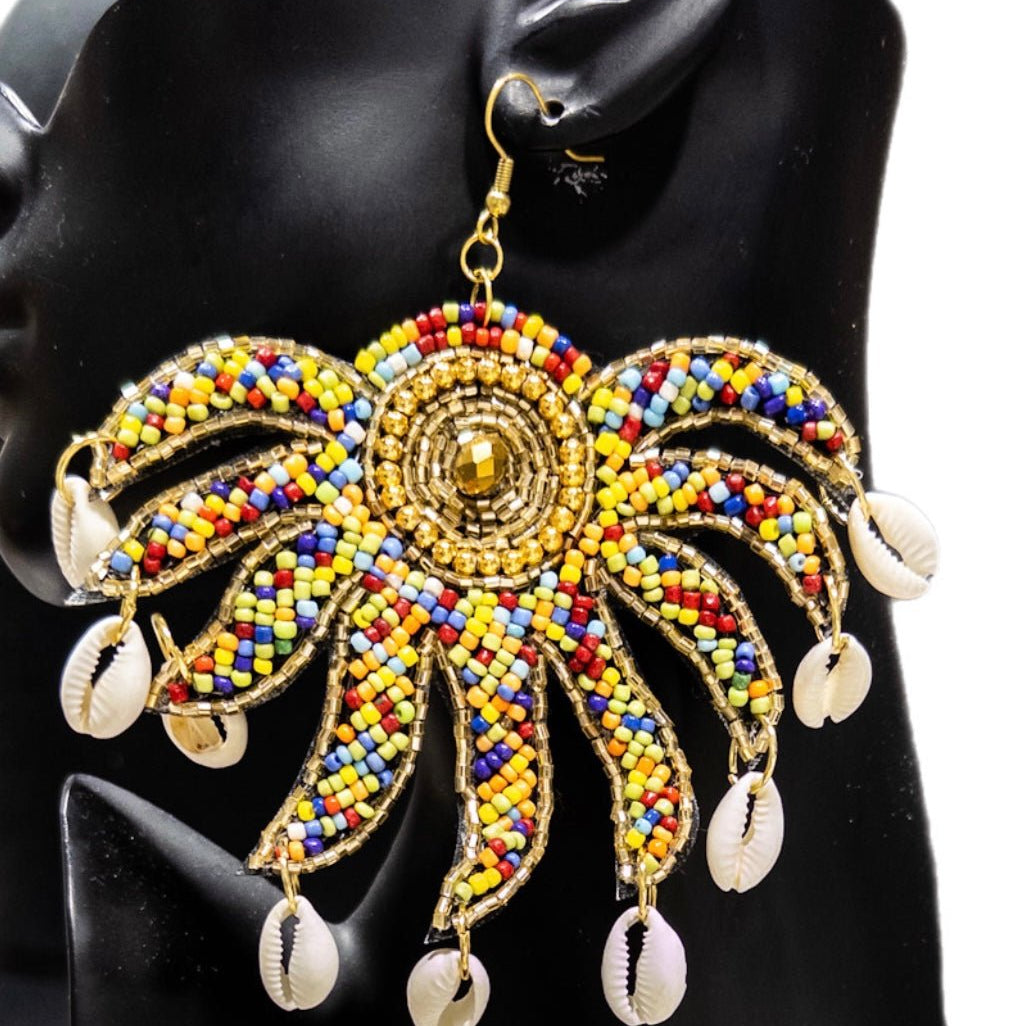 Spiral Leaf Beaded Earrings - Trufacebygrace