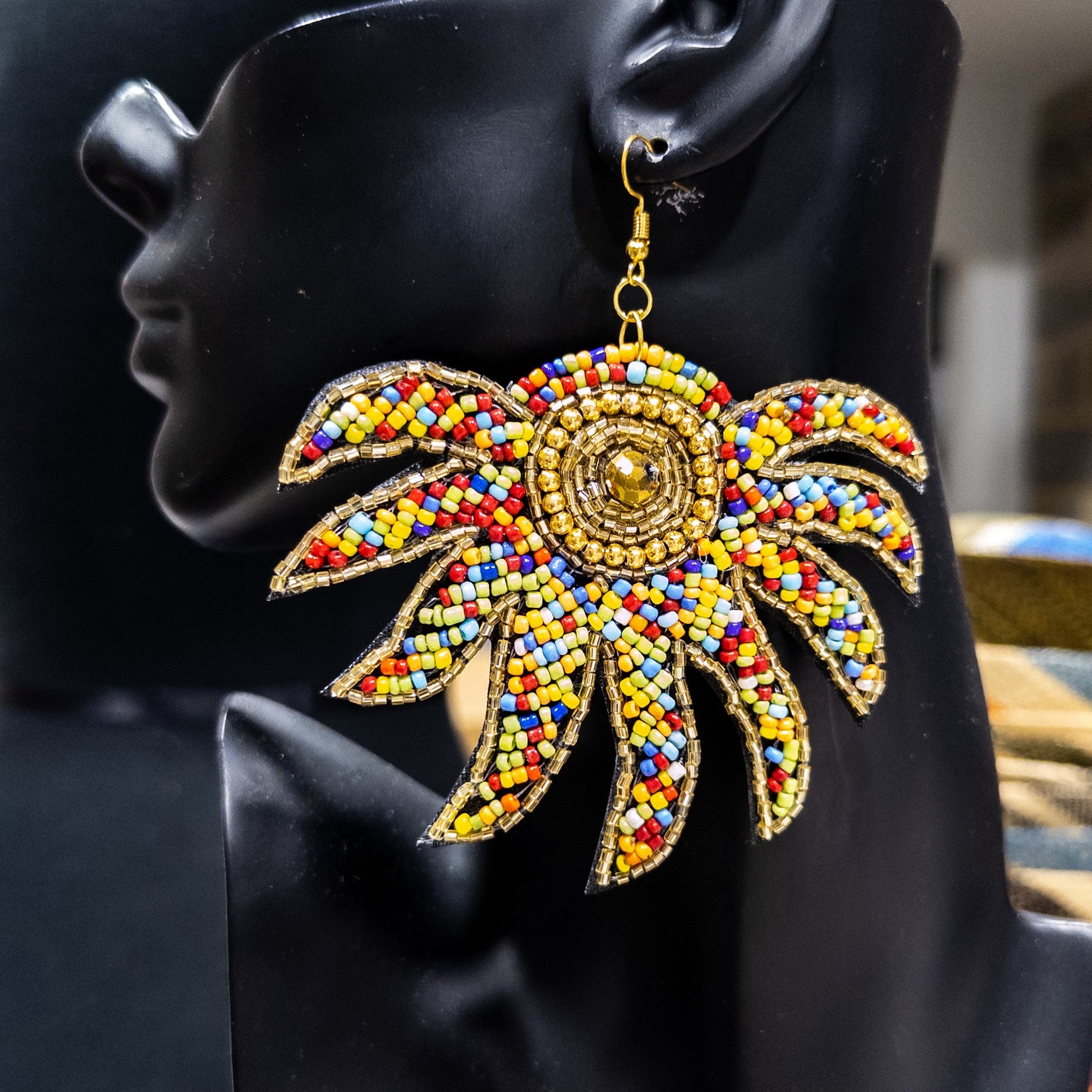 Spiral Leaf Beaded Earrings - Trufacebygrace