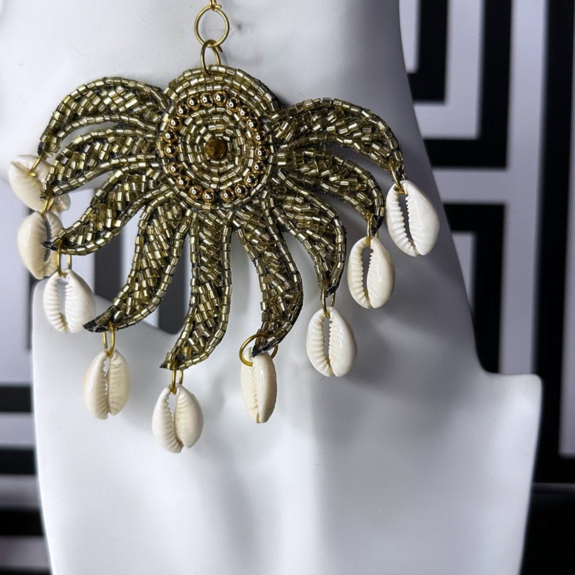 Spiral Leaf Beaded Earrings - Trufacebygrace