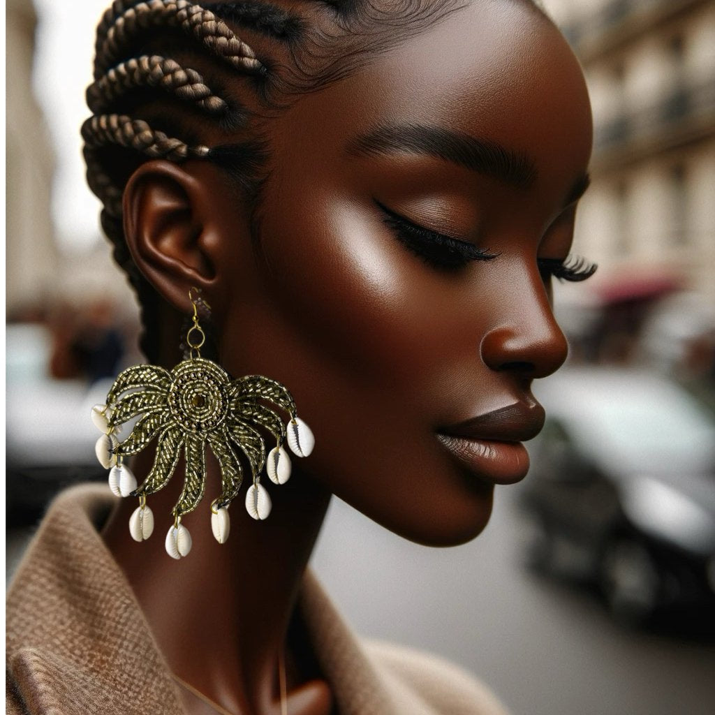 Spiral Leaf Beaded Earrings - Trufacebygrace