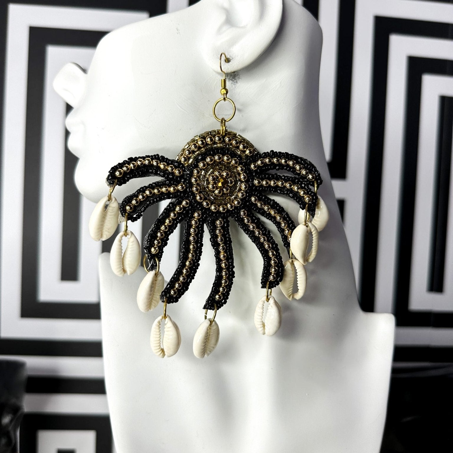 Spiral Leaf Beaded Earrings - Trufacebygrace