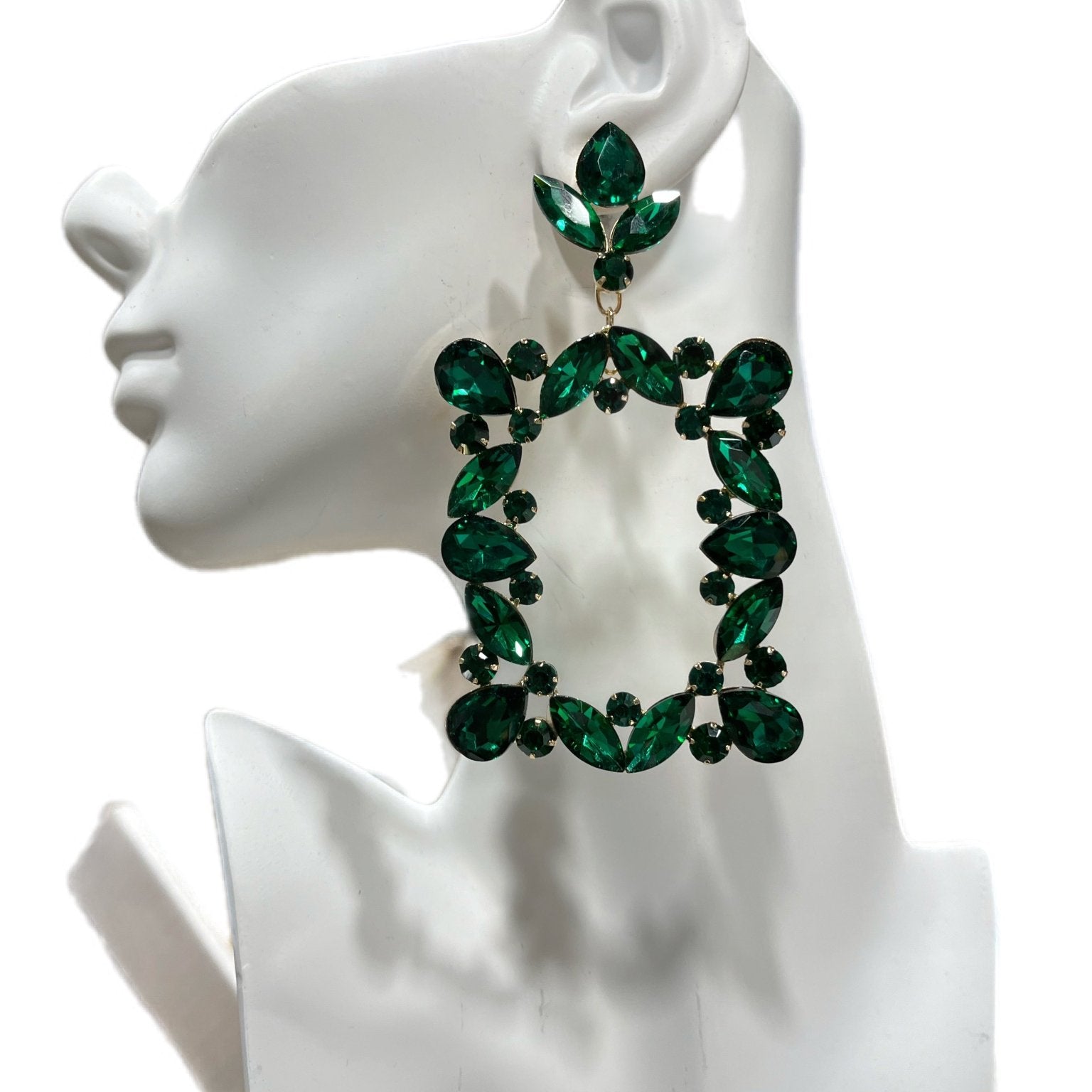 Square Jewel Cluster Drop Earrings - Trufacebygrace