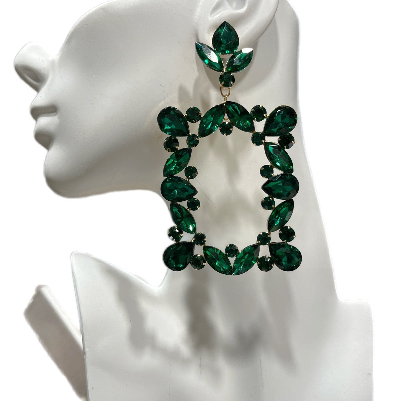 Square Jewel Cluster Drop Earrings - Trufacebygrace