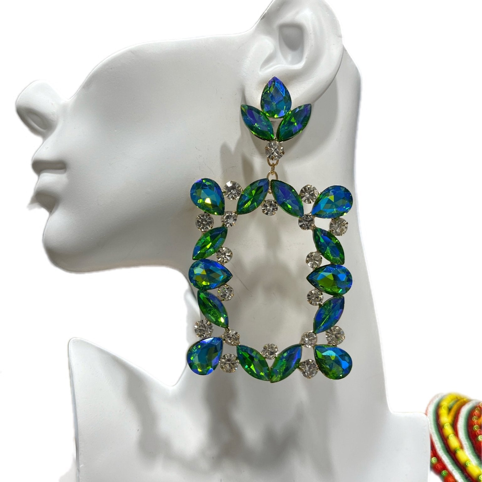 Square Jewel Cluster Drop Earrings - Trufacebygrace