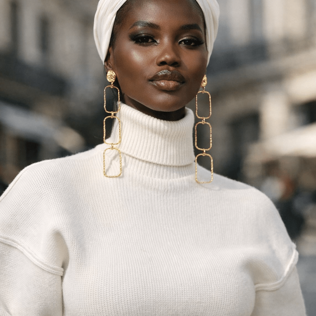 Square Links Statement Earrings - Trufacebygrace