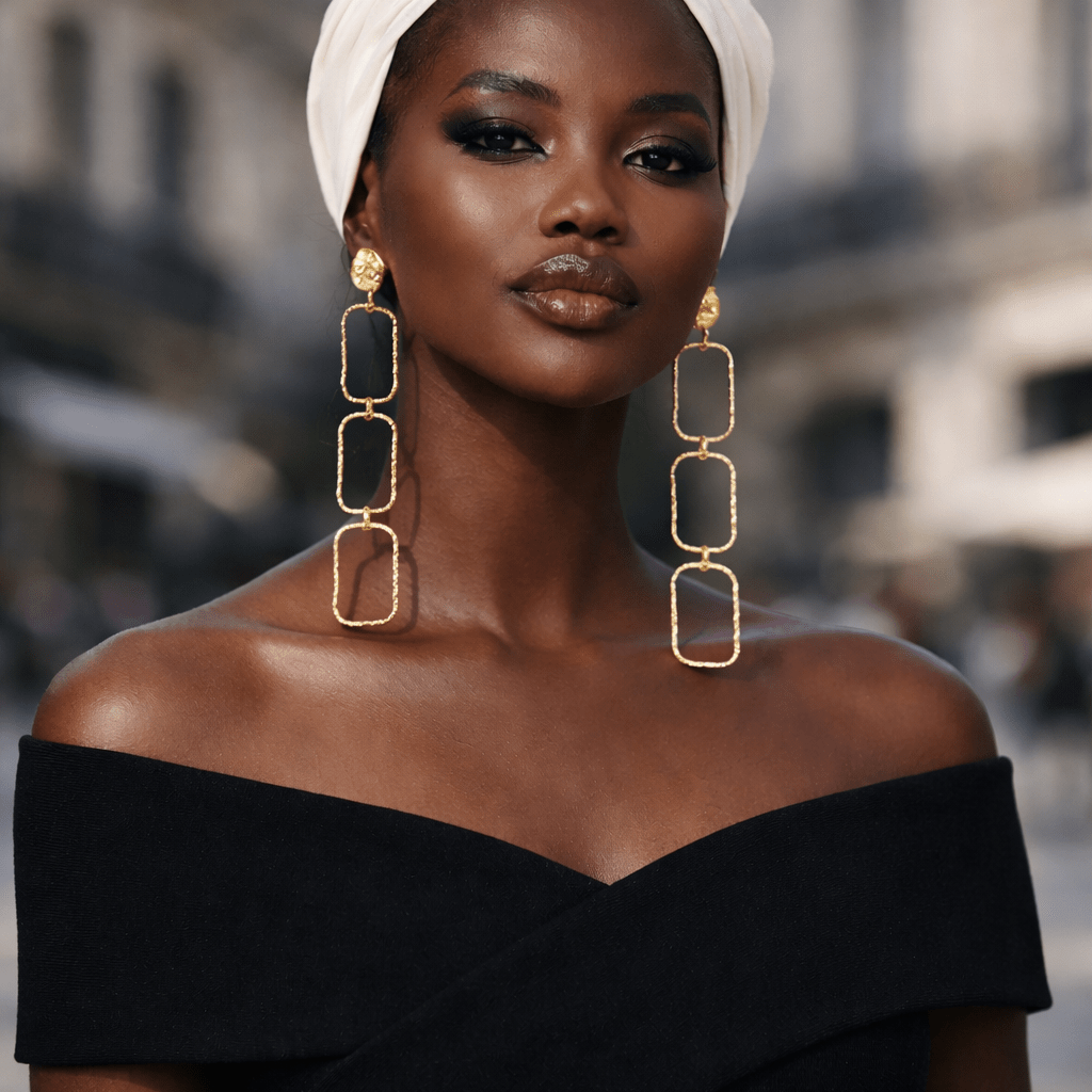 Square Links Statement Earrings - Trufacebygrace