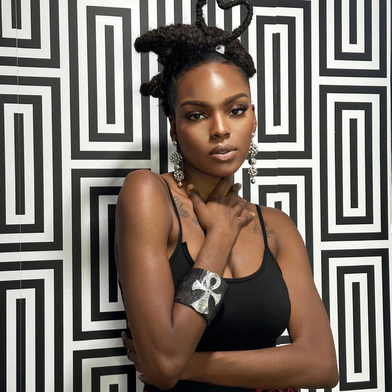 Statement leather and brass pendant bracelet/ bangle - Trufacebygrace