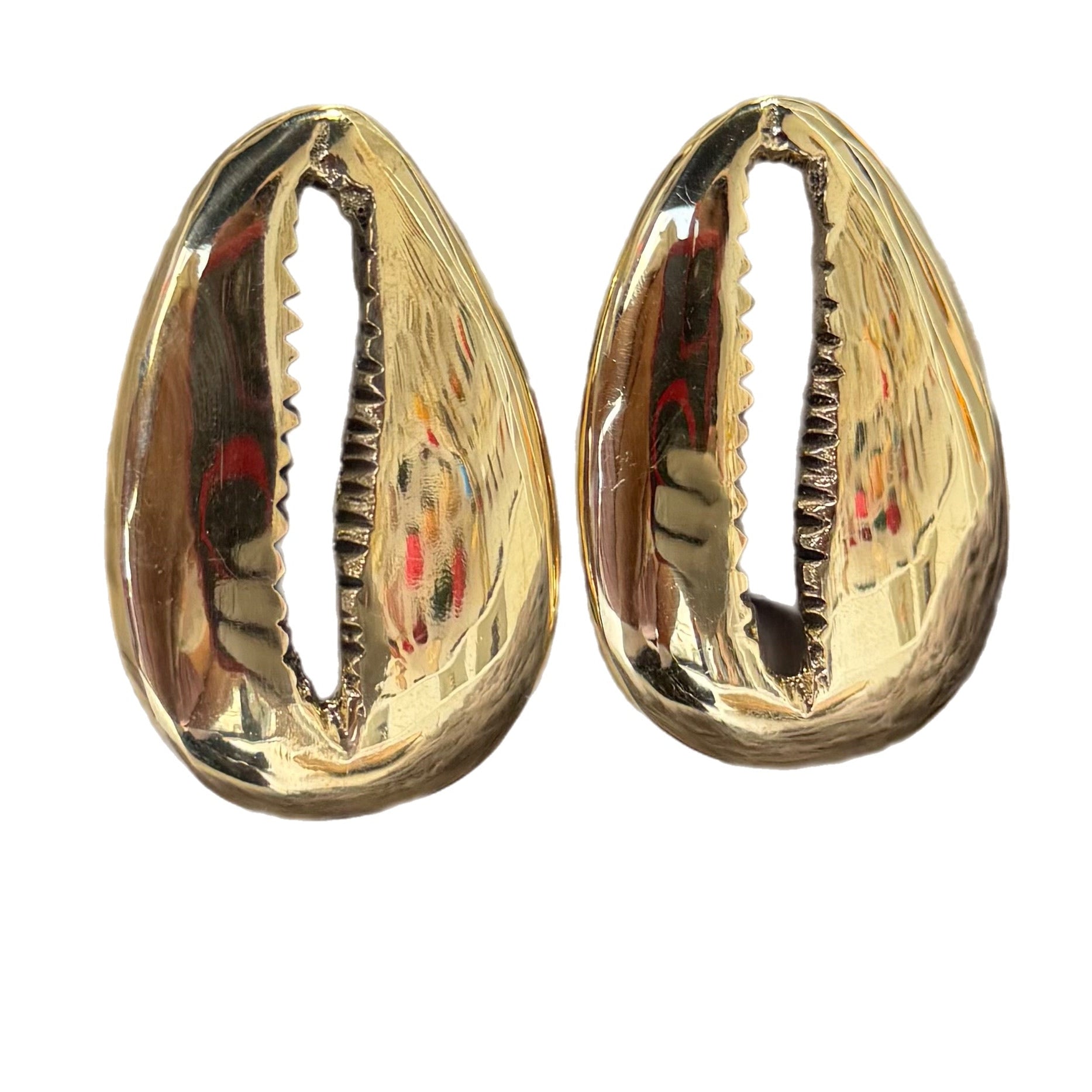 Supersized Brass Cowry Shell Earrings - Trufacebygrace