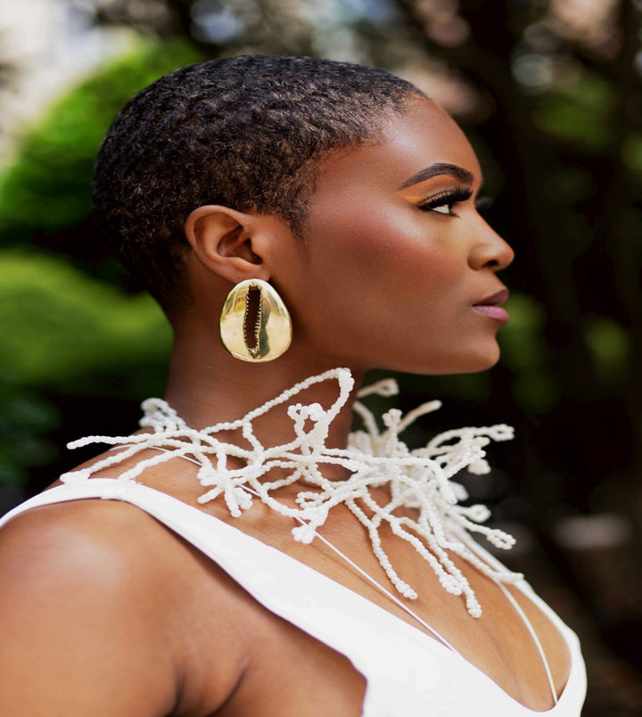 Supersized Brass Cowry Shell Earrings - Trufacebygrace