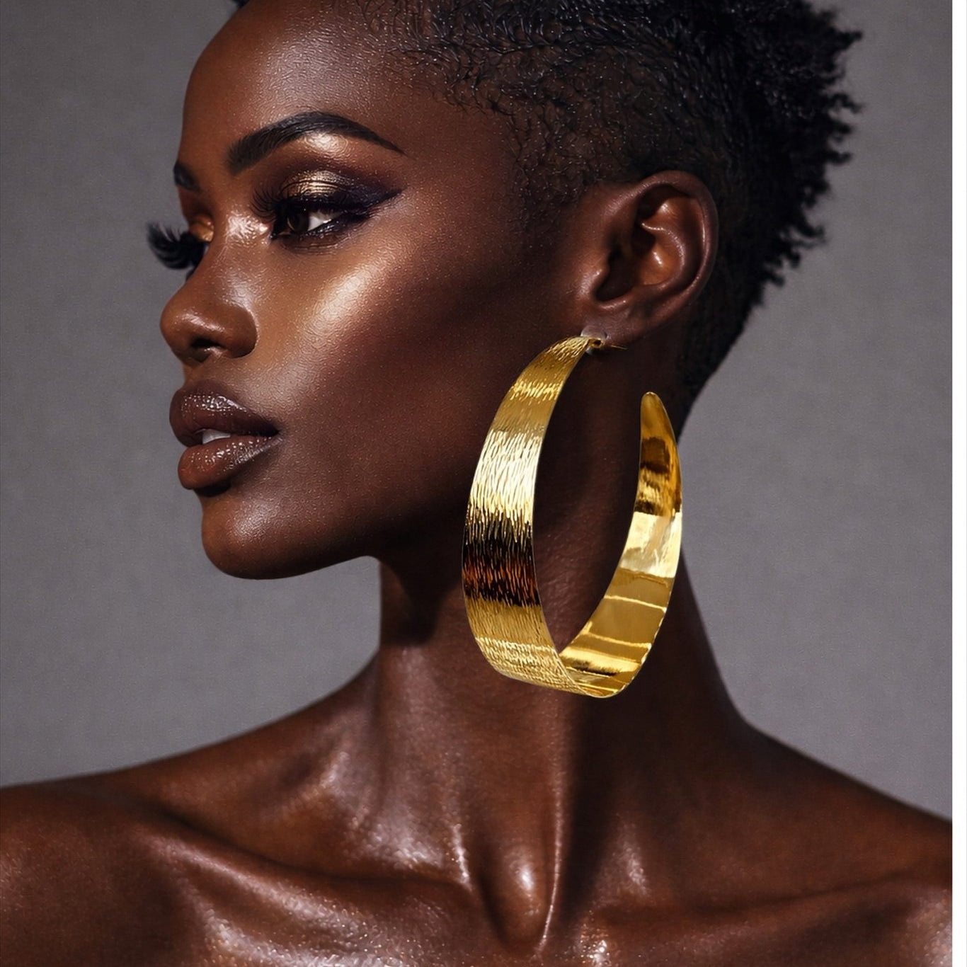 Supersized Etched Gold Hoop Earrings - Trufacebygrace