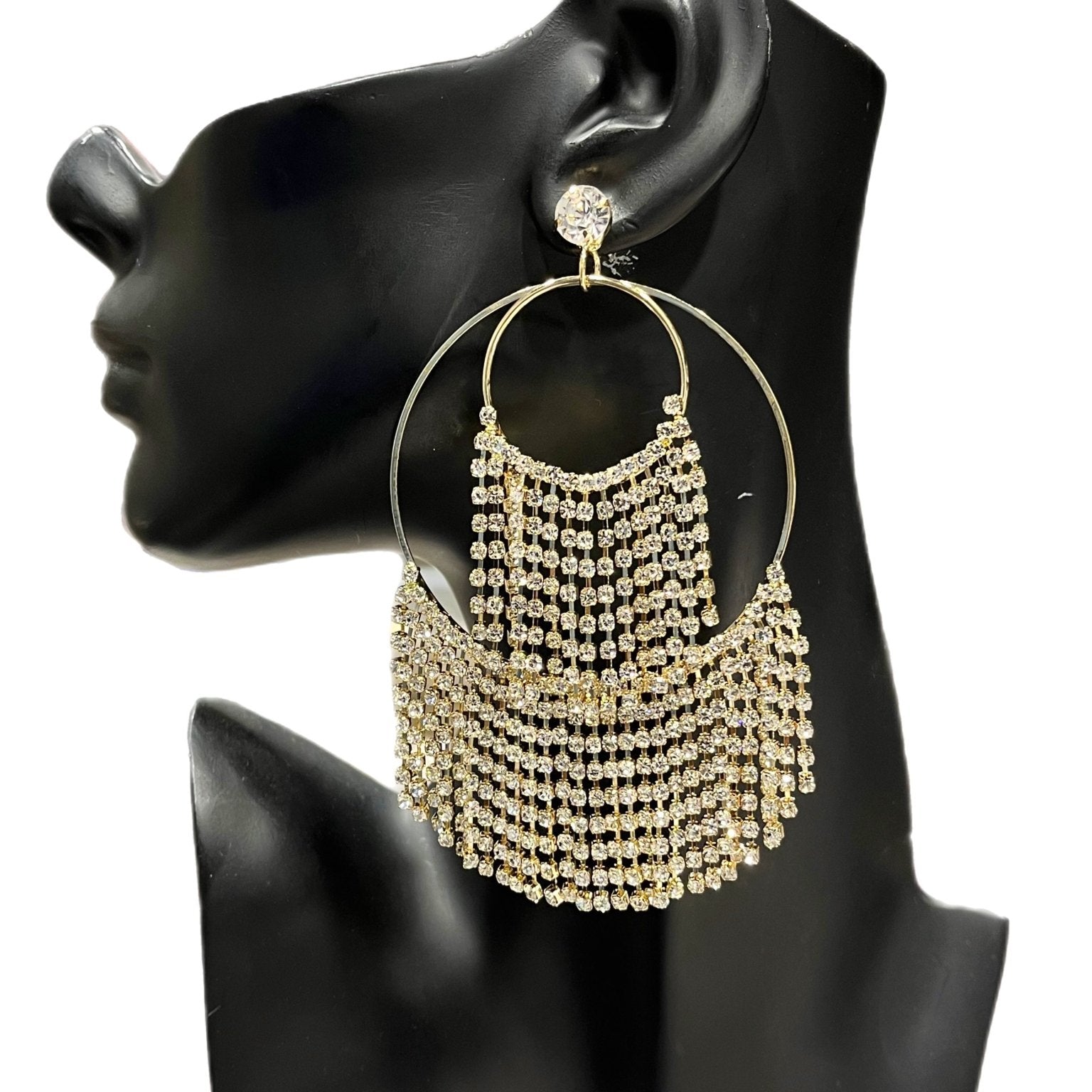 Tassel Me Rhinestone Statement Earrings - Trufacebygrace