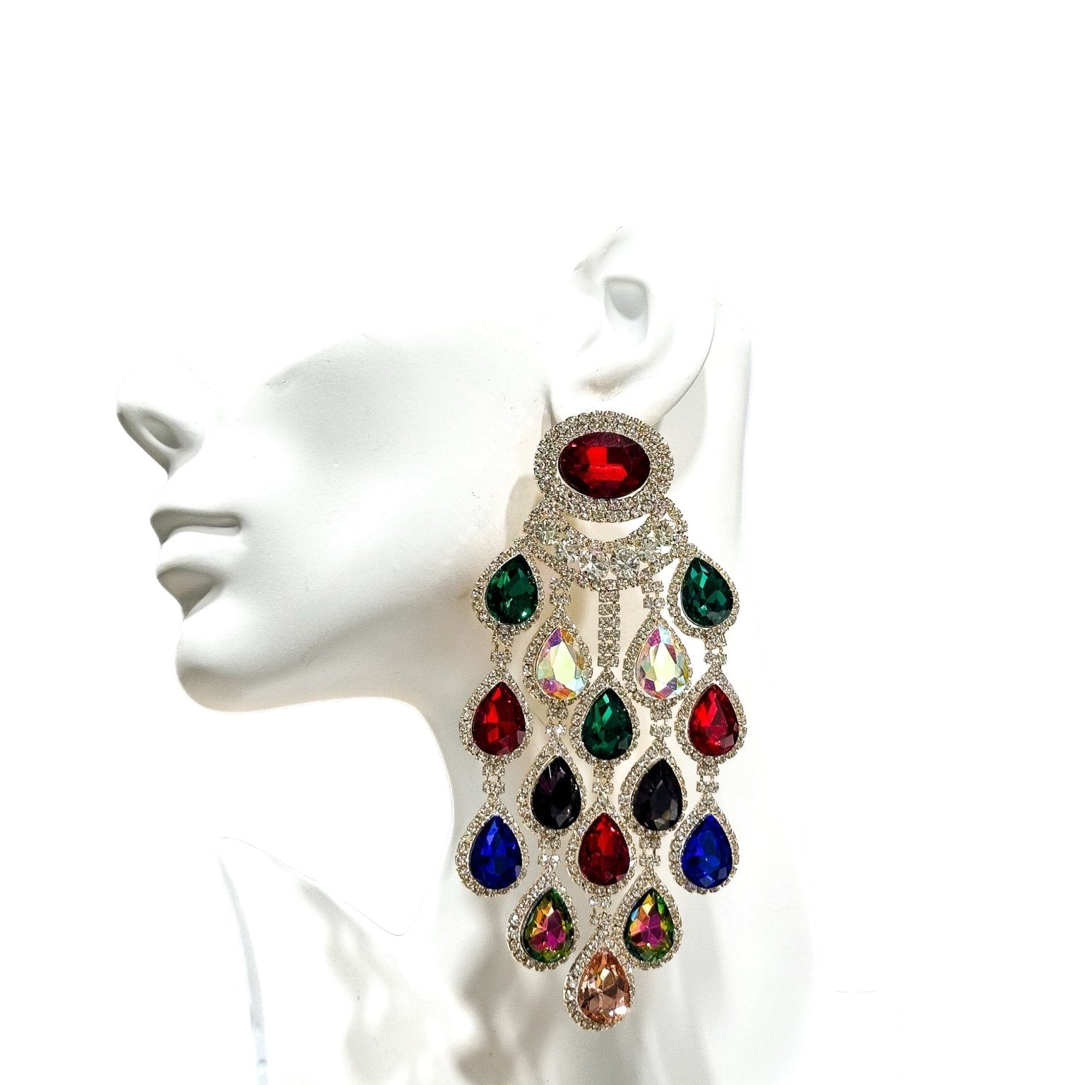 Teardrop Glam Cluster Rhinestone Evening Earrings - Trufacebygrace