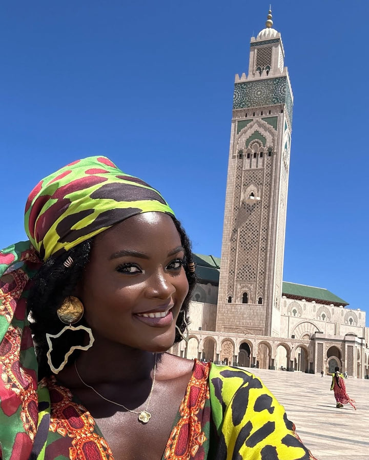 Textured Brass Dome with Africa Map Earrings - Trufacebygrace