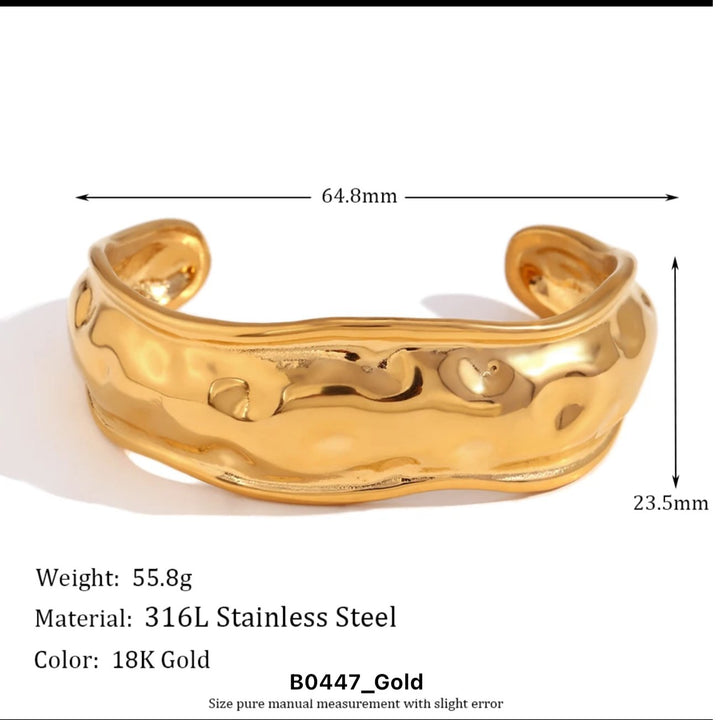 Textured Chunky Waterproof Cuff Bangle Bracelet - Trufacebygrace