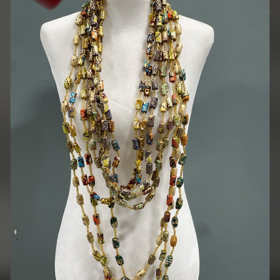 The Gold - Woven Ankara Link Necklace - Trufacebygrace