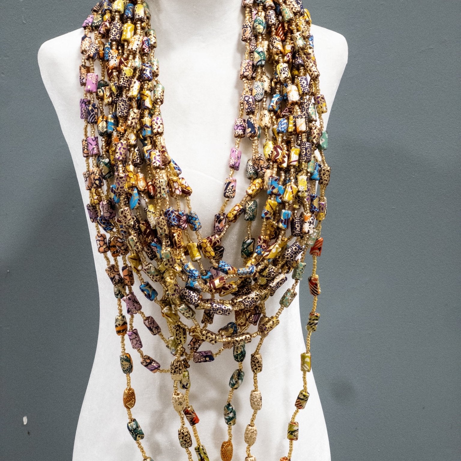 The Gold - Woven Ankara Link Necklace - Trufacebygrace