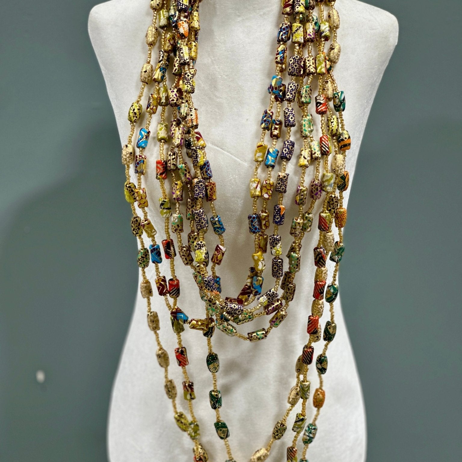 The Gold - Woven Ankara Link Necklace - Trufacebygrace