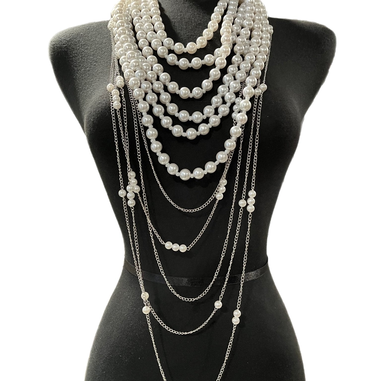 The Marquise Multi - Layer Pearl Strand Bib Necklace - Trufacebygrace