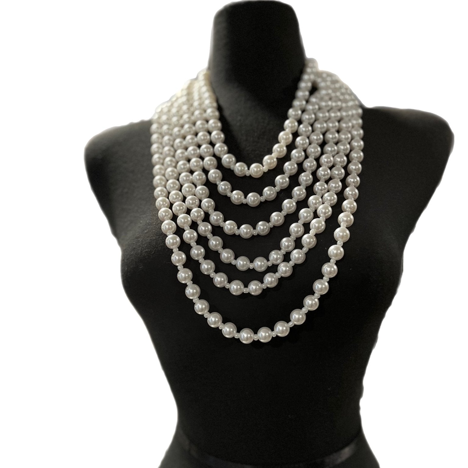 The Marquise Multi - Layer Pearl Strand Bib Necklace - Trufacebygrace