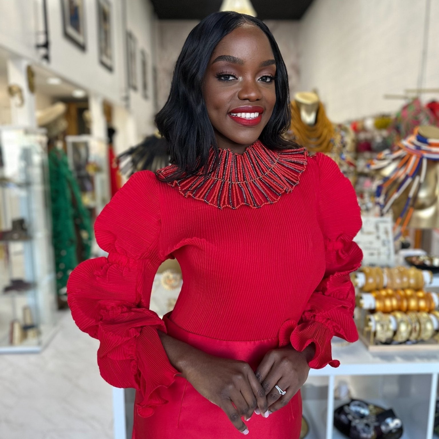 The Ruffle Sleeve Pleated Top / shirt - Trufacebygrace