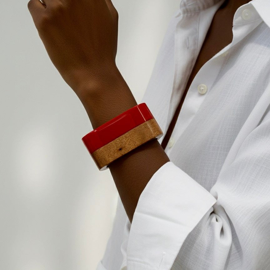 The Sedona Cuff: Two - Tone Wood & Resin Bangle - Trufacebygrace