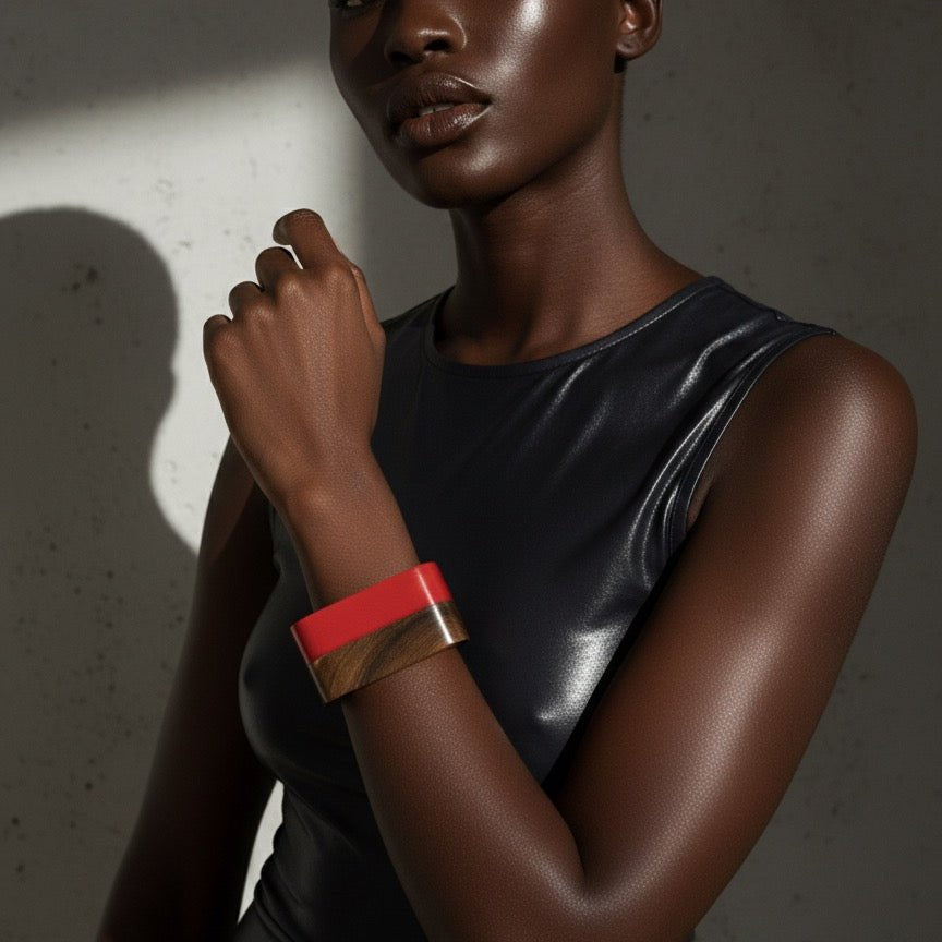 The Sedona Cuff: Two - Tone Wood & Resin Bangle - Trufacebygrace