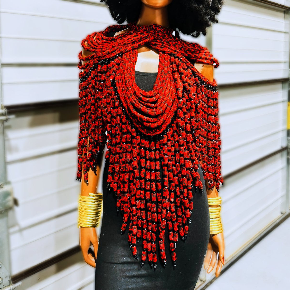 Three Piece Set - Frema Kandy Wrapped Ankara Fabric Neckpieces - Trufacebygrace