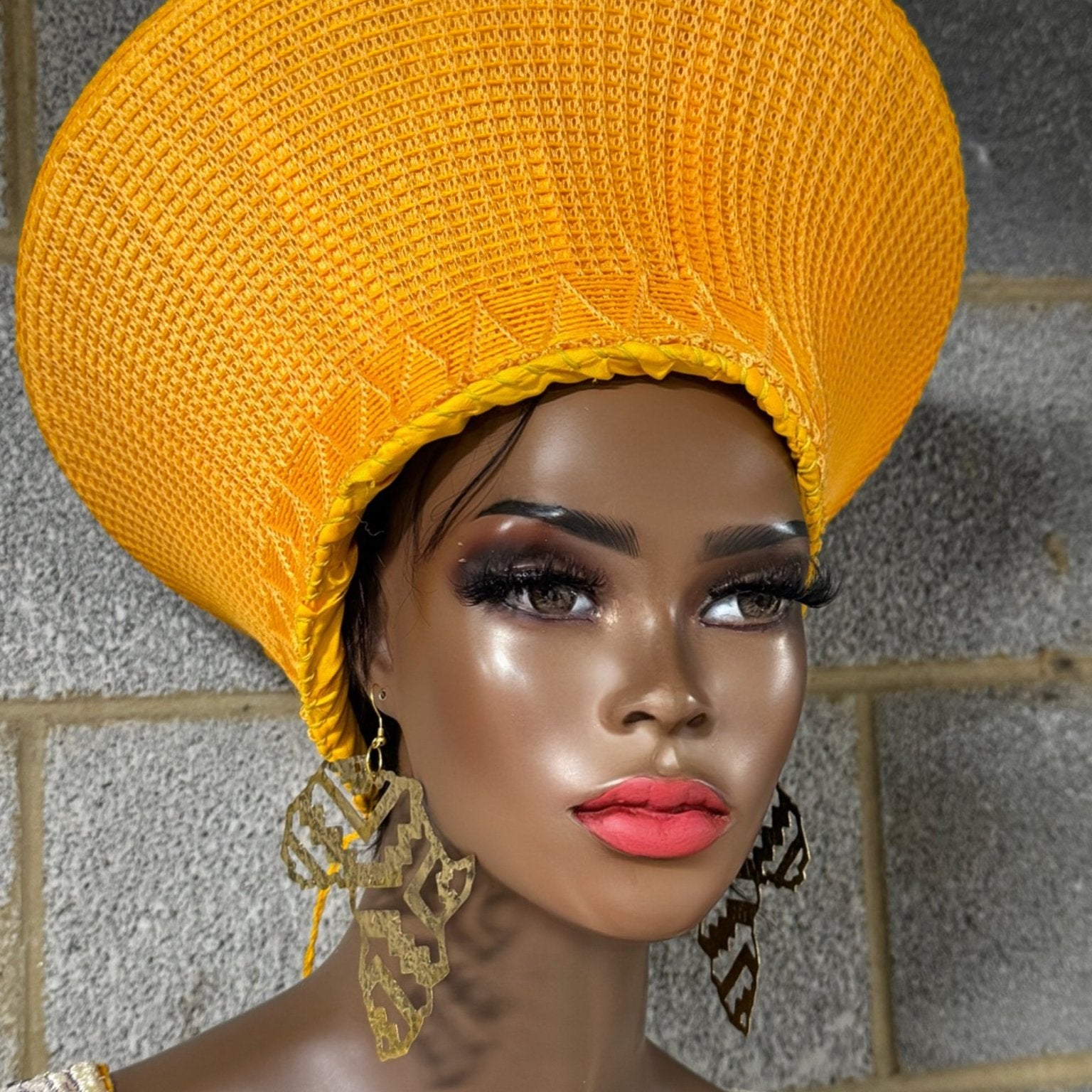 Traditional Zulu (Isicholo) Basket Hat mustard yellow - Trufacebygrace