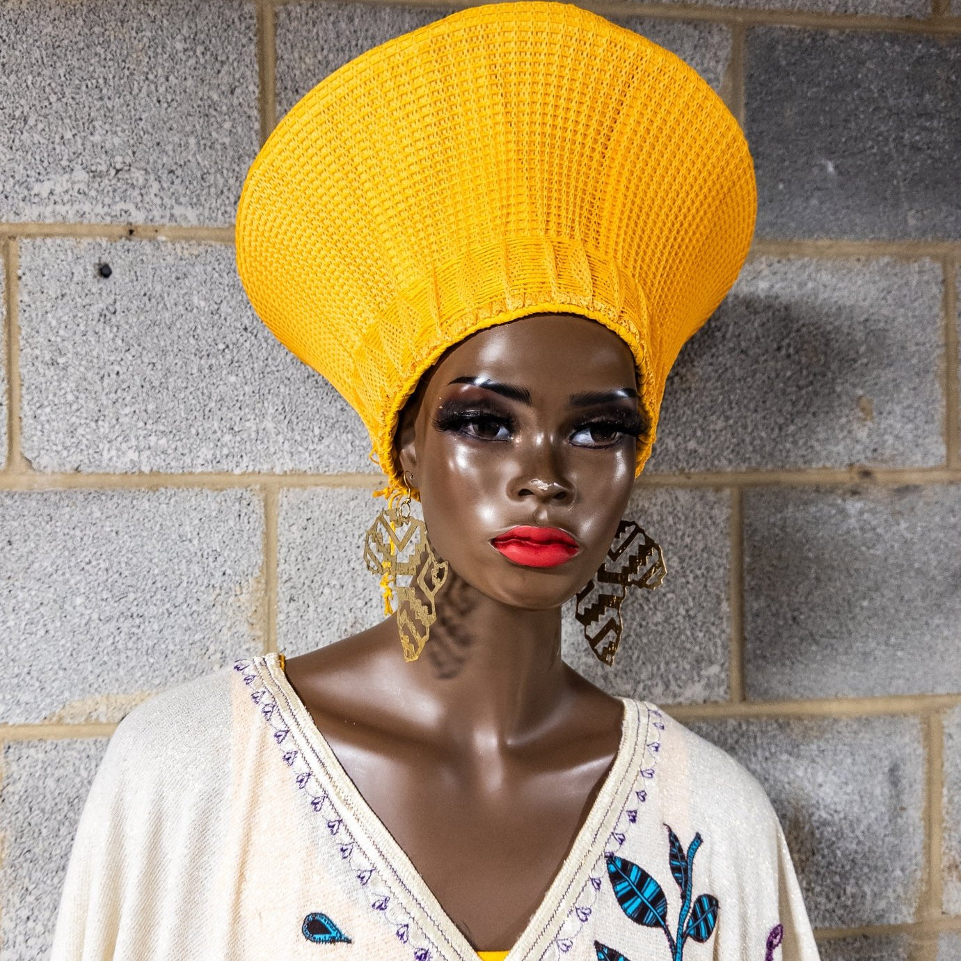 Traditional Zulu (Isicholo) Basket Hat mustard yellow - Trufacebygrace