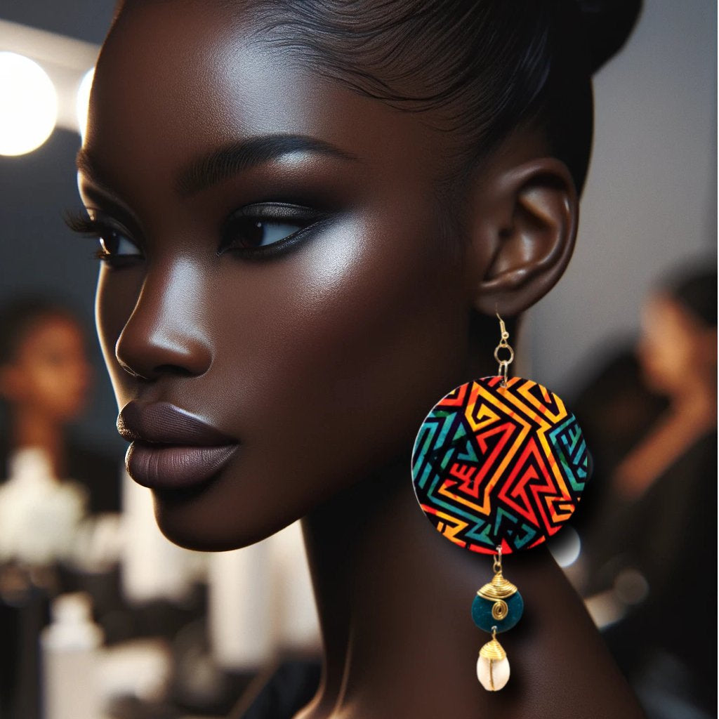 Tribal Luxe Cowrie & Wood Earrings - Trufacebygrace