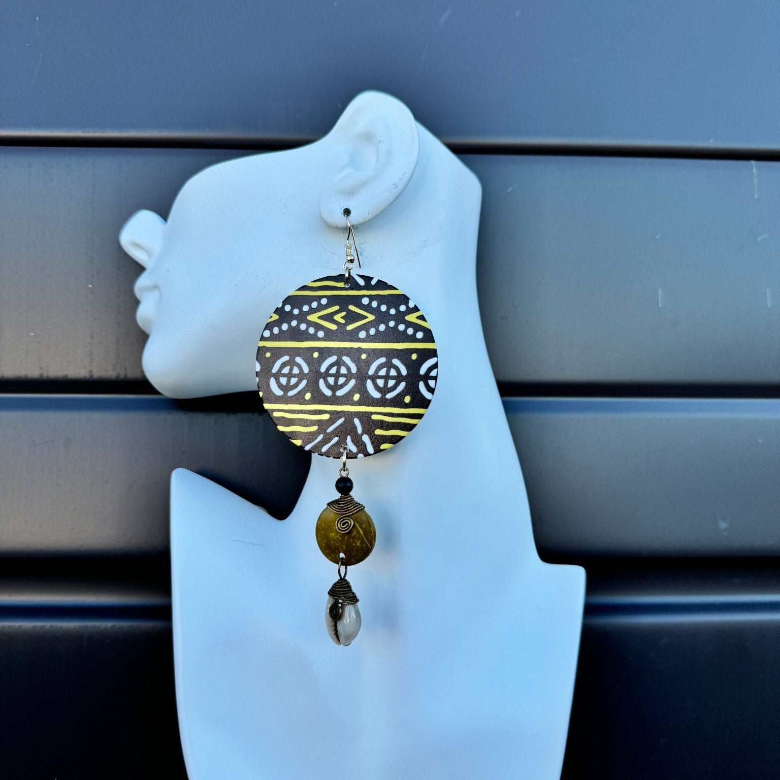 Tribal Luxe Cowry & Wood Earrings - Trufacebygrace