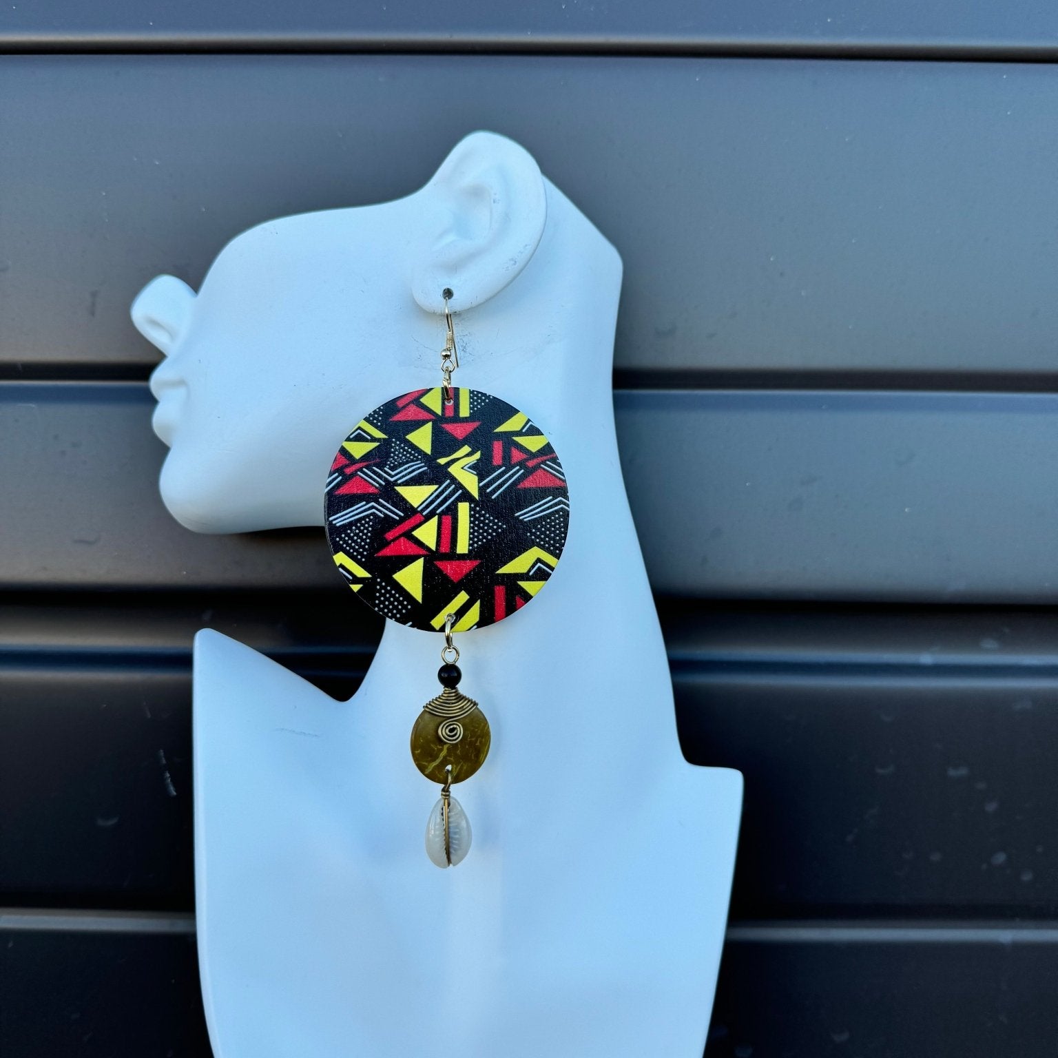 Tribal Luxe Cowry & Wood Earrings - Trufacebygrace
