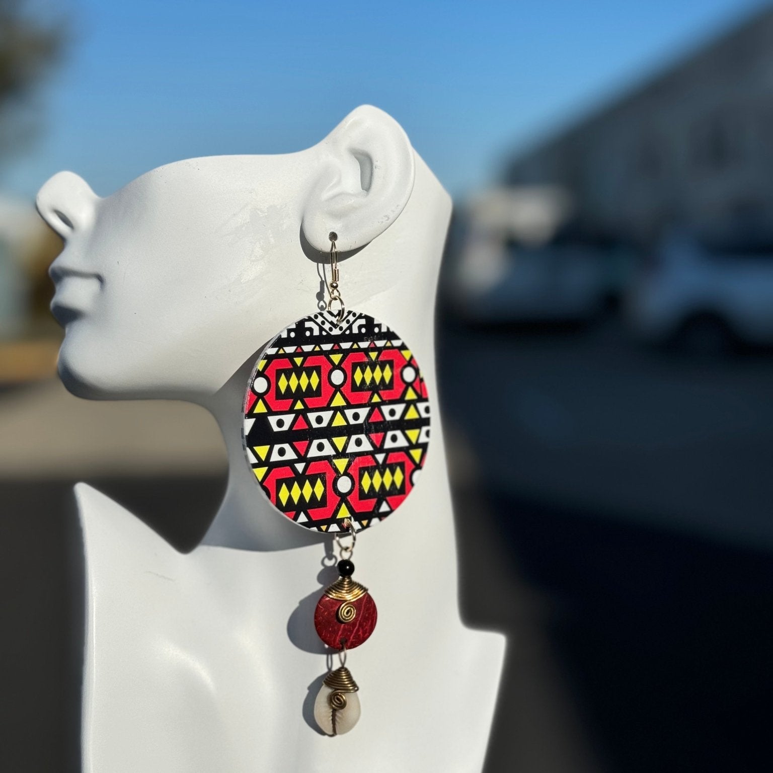 Tribal Luxe Cowry & Wood Earrings - Trufacebygrace