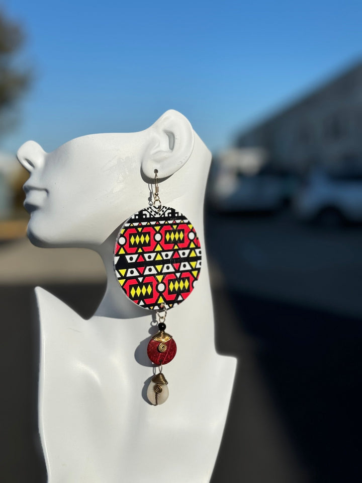 Tribal Luxe Cowry & Wood Earrings - Trufacebygrace
