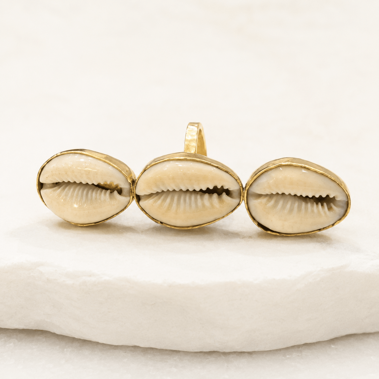 Triple Cowry Statement Ring - Trufacebygrace