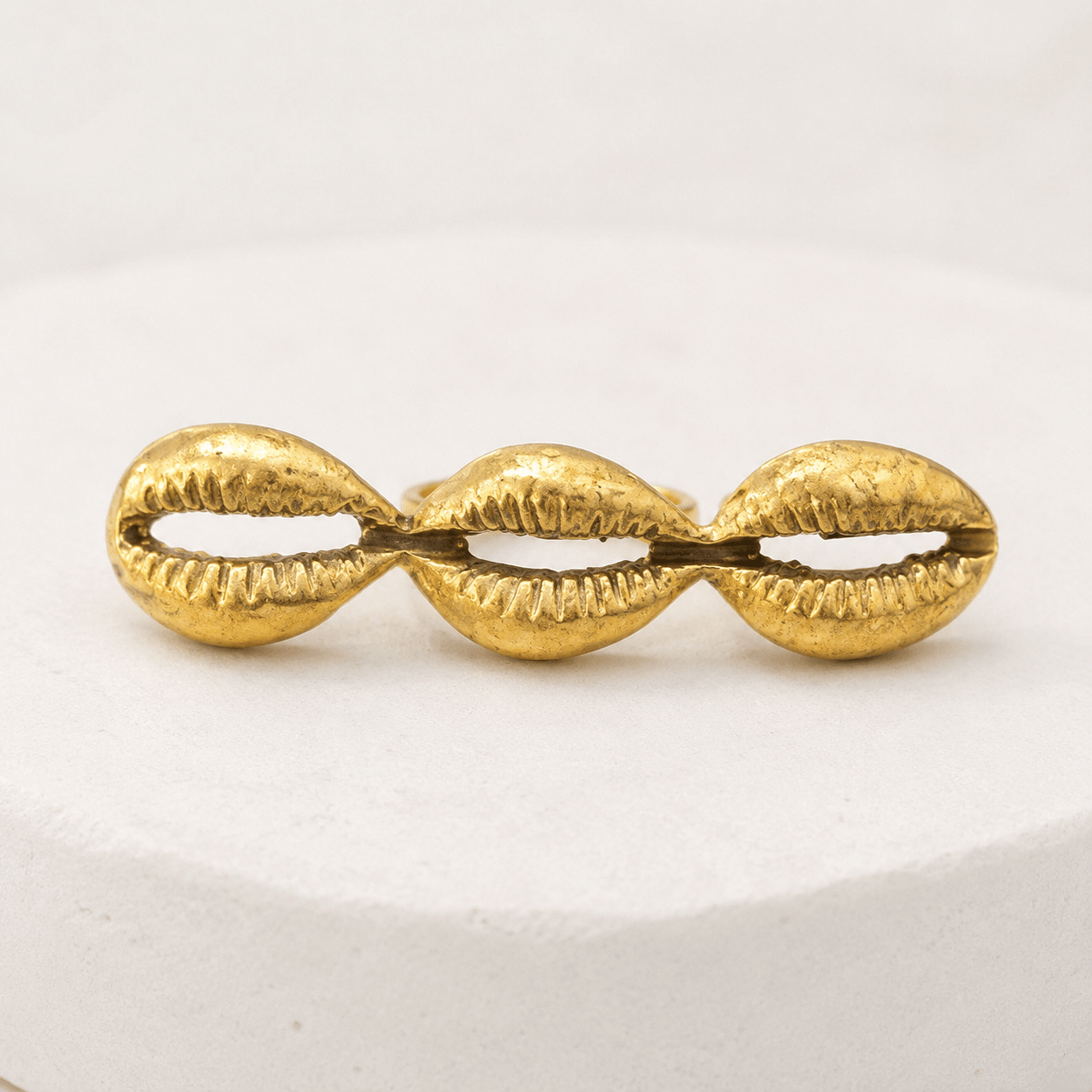 Triple Cowry Statement Ring - Trufacebygrace