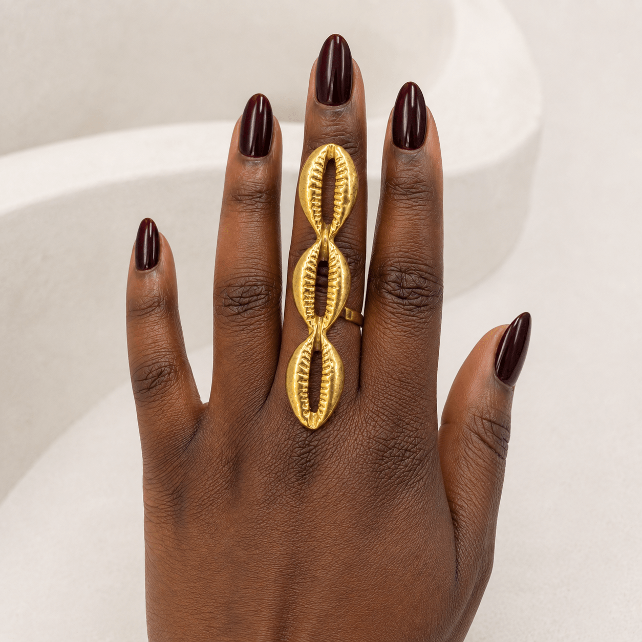 Triple Cowry Statement Ring - Trufacebygrace
