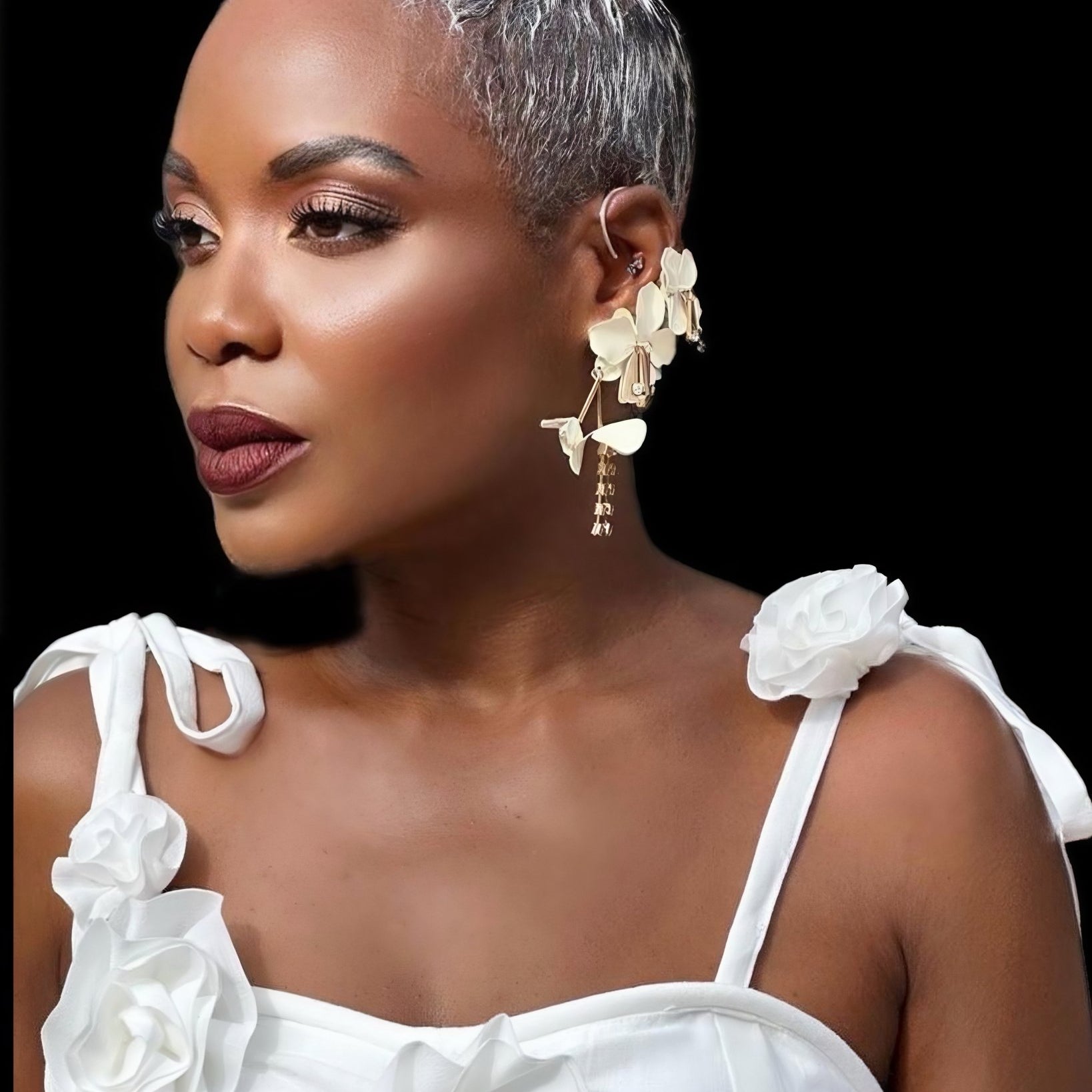 Triple Flower Cuff Earrings - Trufacebygrace