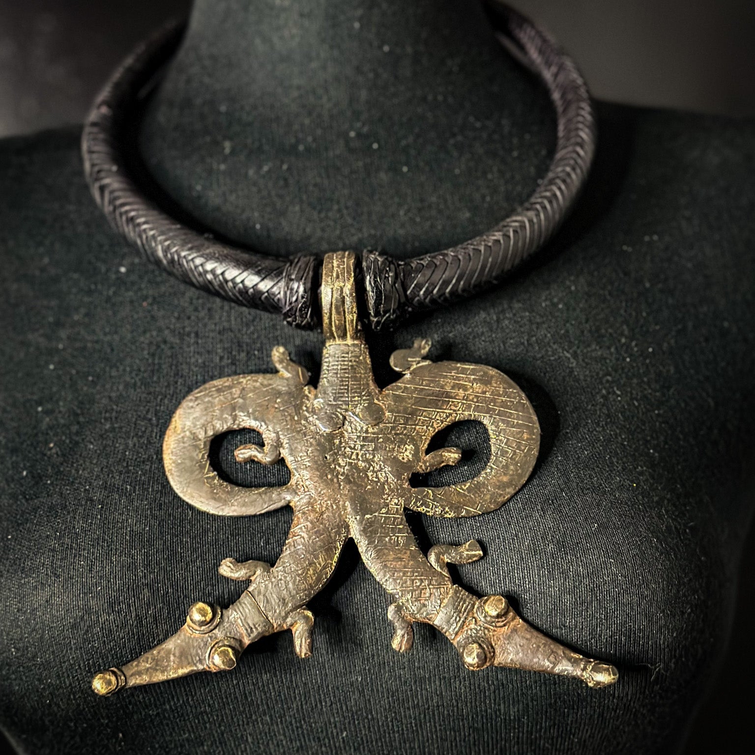 Tuareg / Berber Vintage Metal and Leather Necklace - Trufacebygrace