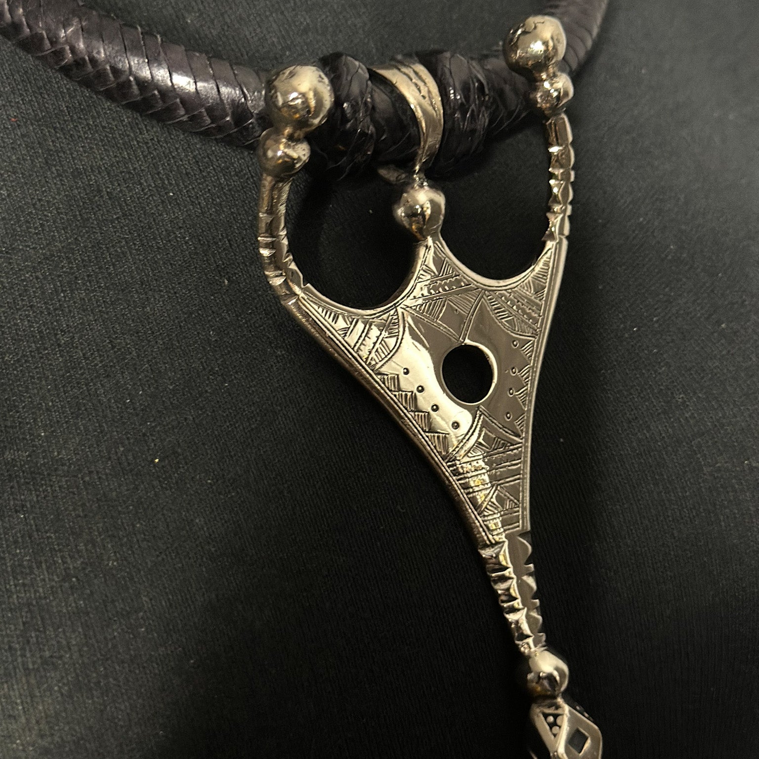 Tuareg / Berber Vintage Metal and Leather Necklace - Trufacebygrace