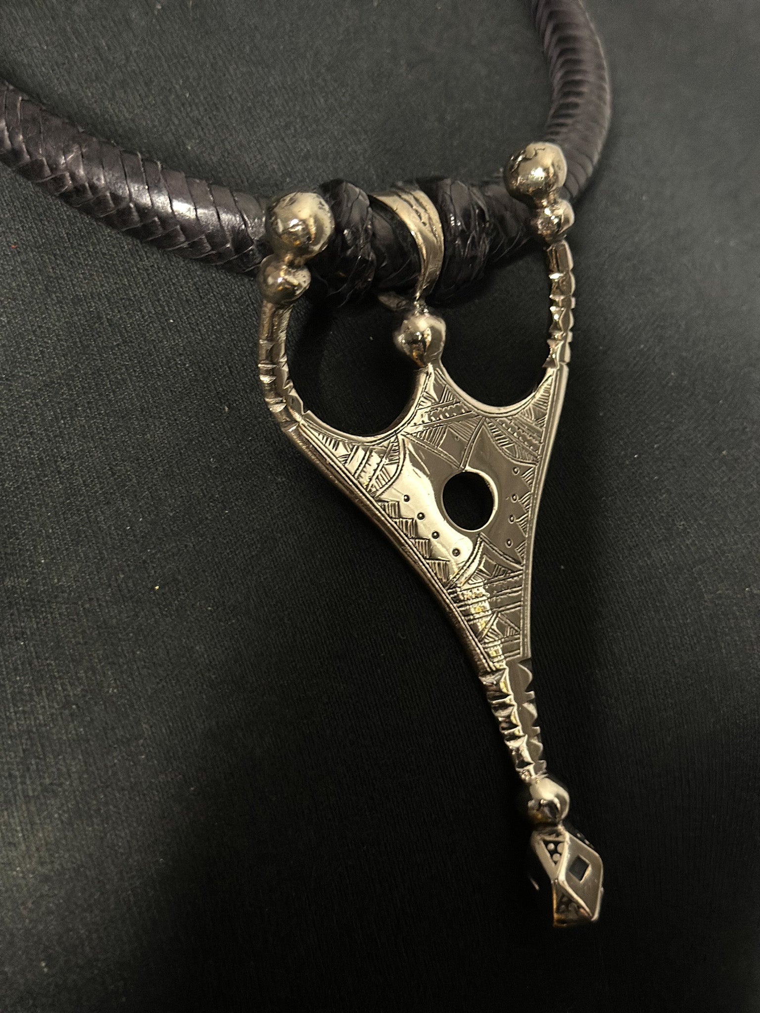 Tuareg / Berber Vintage Metal and Leather Necklace - Trufacebygrace
