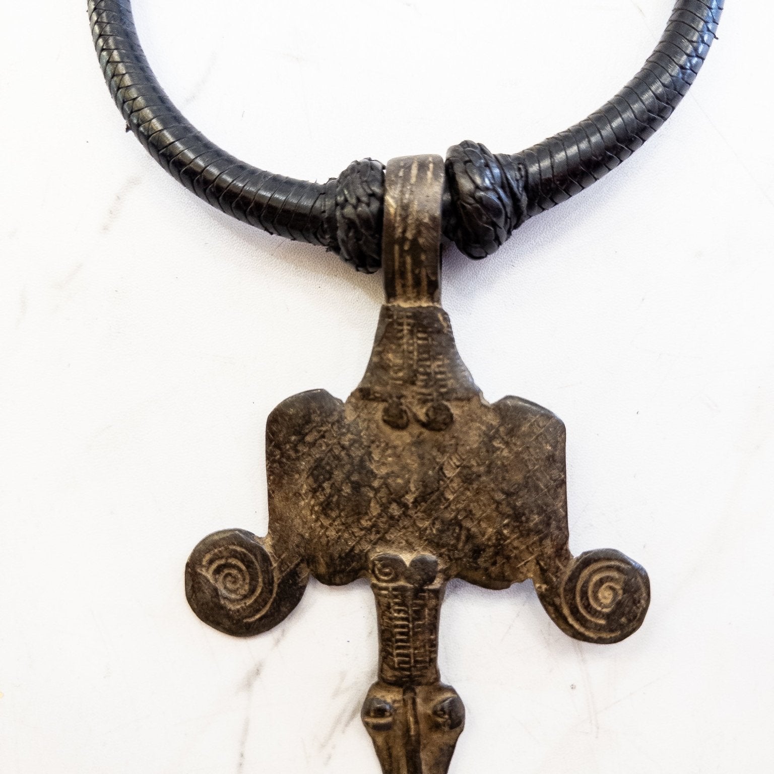 Tuareg / Berber Vintage Metal and Leather Necklace - Trufacebygrace