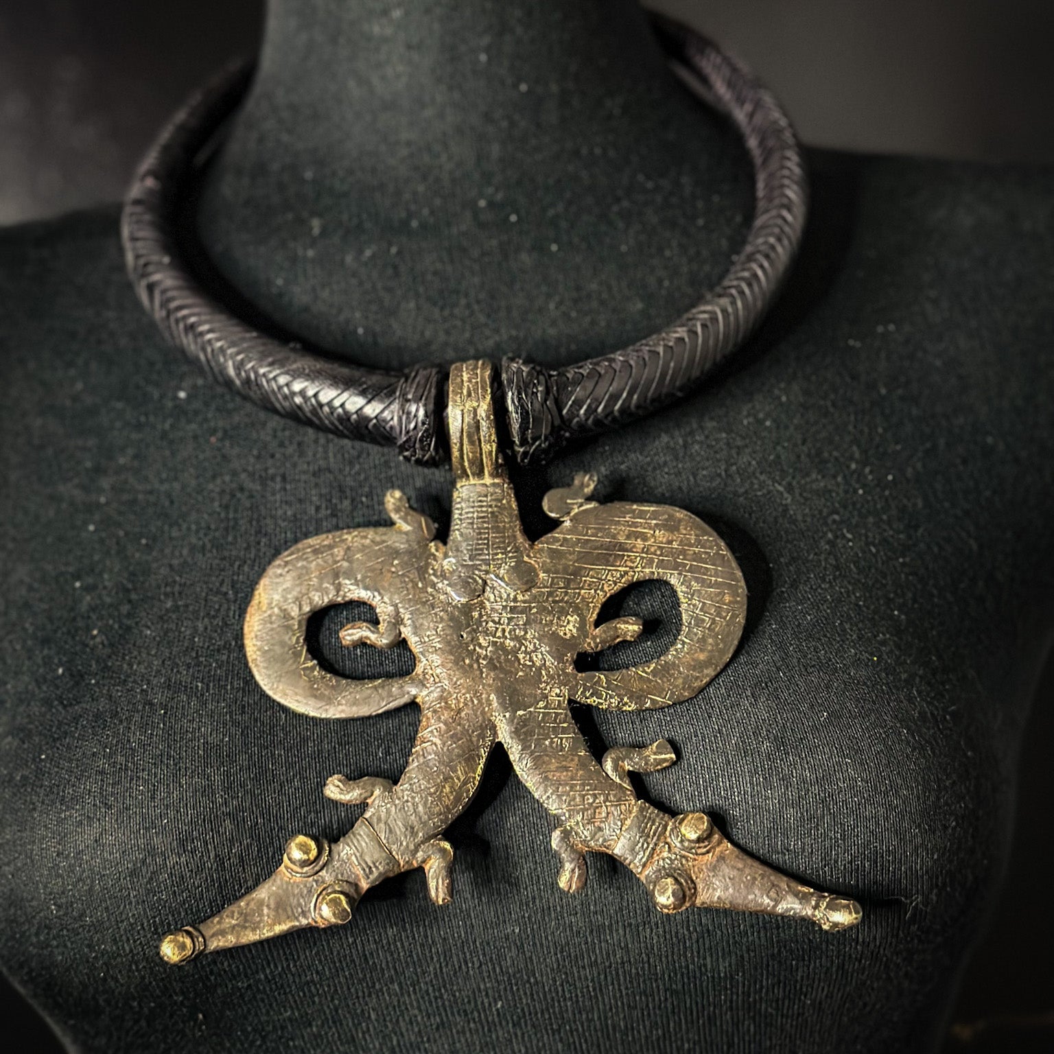 Tuareg / Berber Vintage Metal and Leather Necklace - Trufacebygrace